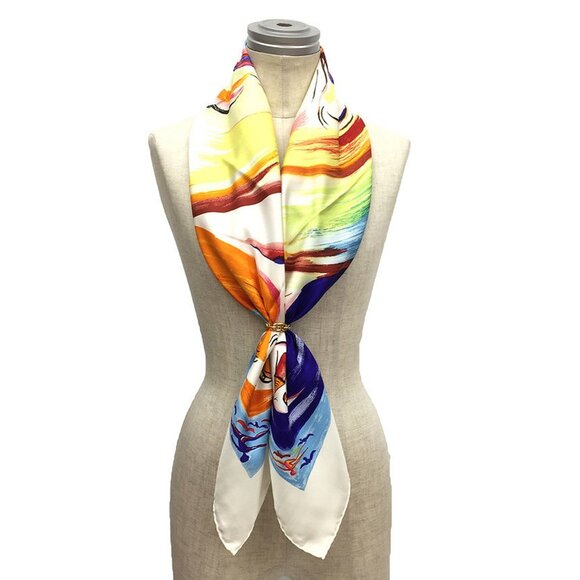 HERMES White Silk Scarf - Picture 2 of 3